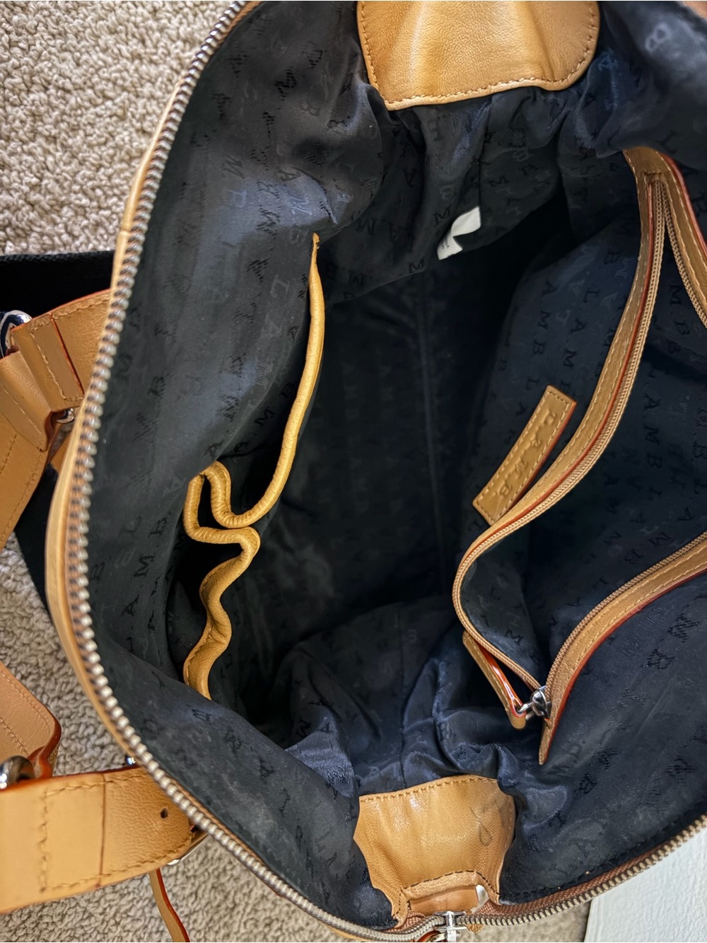 L.A.M.B tan perforated leather handbag with crossbody strap - Picture 6 of 7